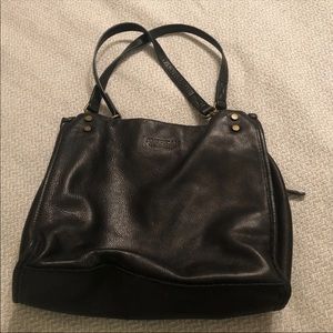 Supple black leather handbag